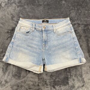 7 for all mankind Women's Mid Roll Shorts Size 27 Blue Jean Shorts